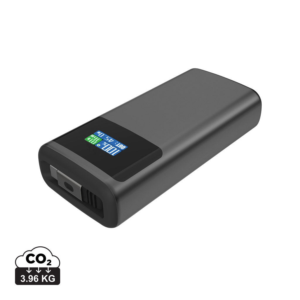 Powerbank promotionnelle 10 000 mAh avec écran Quantum Gris et Noir